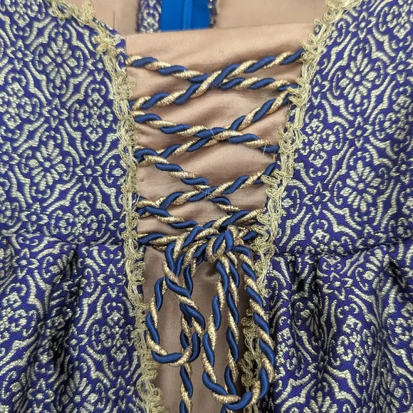 Royal Medieval Renaissance Gown, Velvet Cape, Gloves & Satchel, Fit For A Queen - Picture 3 of 16